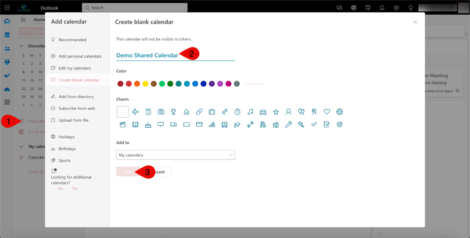 Create a Shared Calendar in Outlook Web