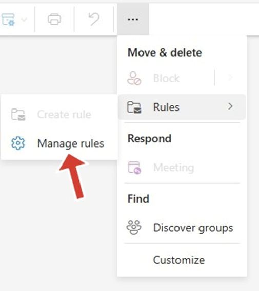 Manage Rules in Outlook