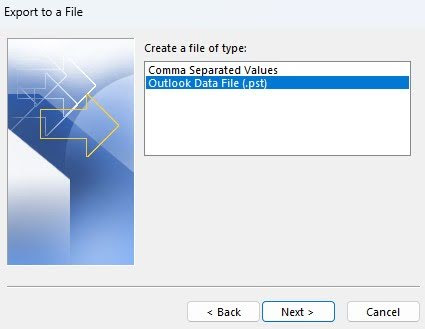export and back up outlook emails