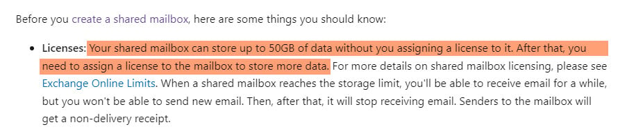 licenses required for shared mailboxes