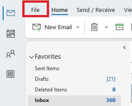 Click File in Outlook