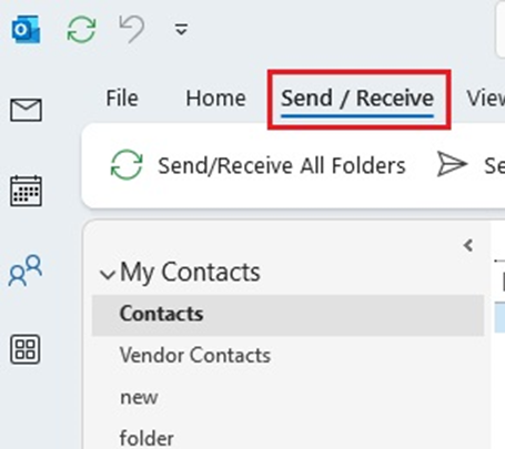 Go to the Send Receive tab