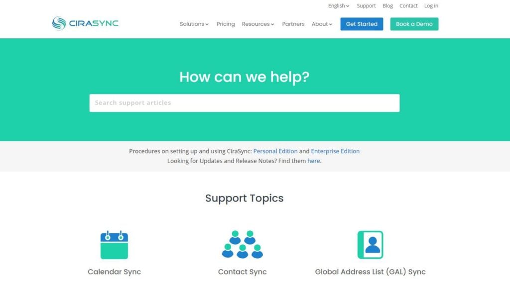 Helpcenter on CiraSync site