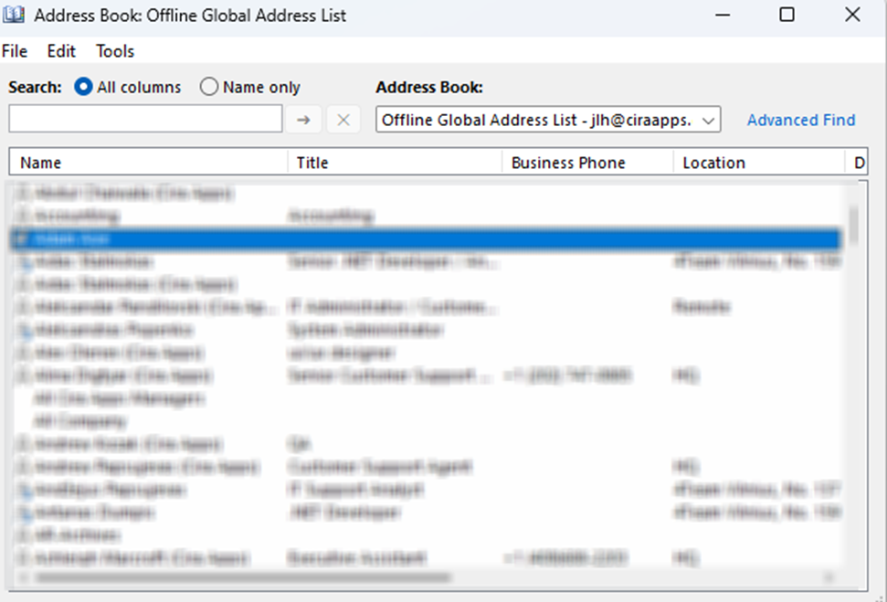 Open Your Address Book to Export the Offline GAL