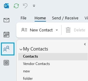 Open the People section in your Outlook application