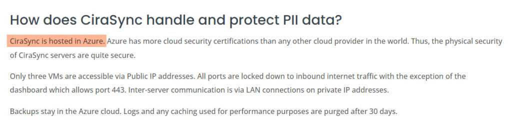 CiraSync Security Measures When Sync Logistic Contacts