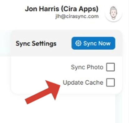 Click Update Cache in CiraSync