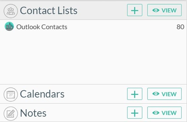 Click the + in the Contact Lists in CiraSync