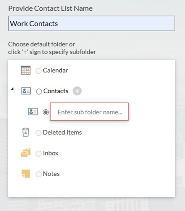 Name Your Contact Subfolder