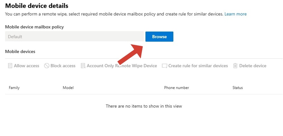 manage mobile device policy settings