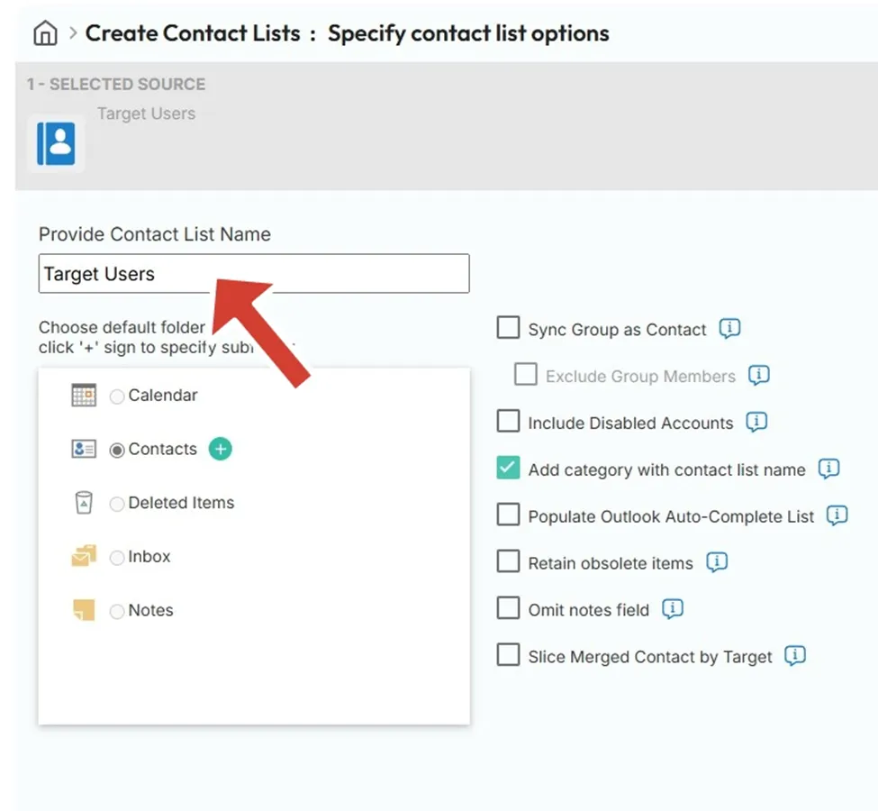 Name your contact list in Outlook