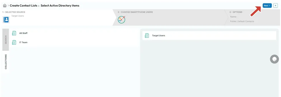Click the NEXT button on the top-right corner