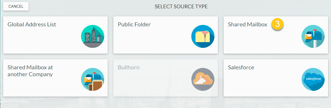 Selecting Shared Mailboxes as source for sync tunnel. 