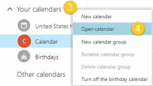 Ouvrez les calendriers partagés sur Outlook sur le Web.