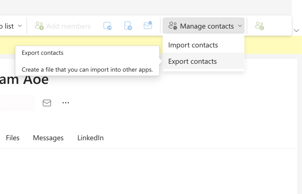 Click Export Contacts