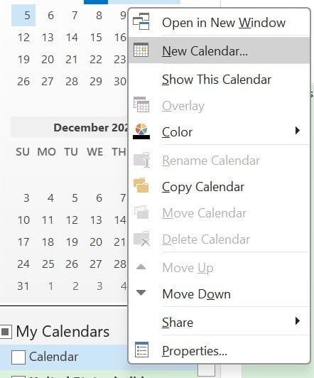 Add a new calendar