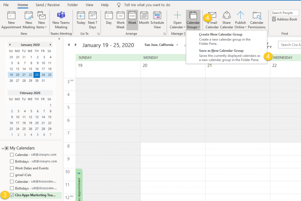 Cómo crear un grupo de calendarios en Outlook