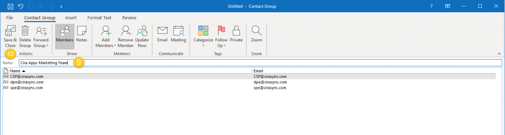 outlook private email group