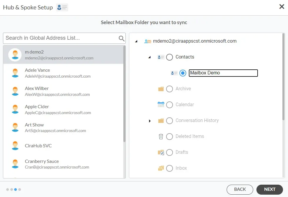Gal Select User mailbox to Sync