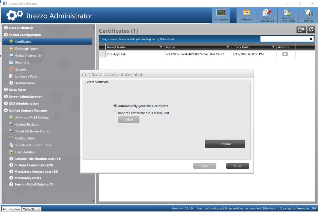 Creating a certificate with CiraSync On-Prem