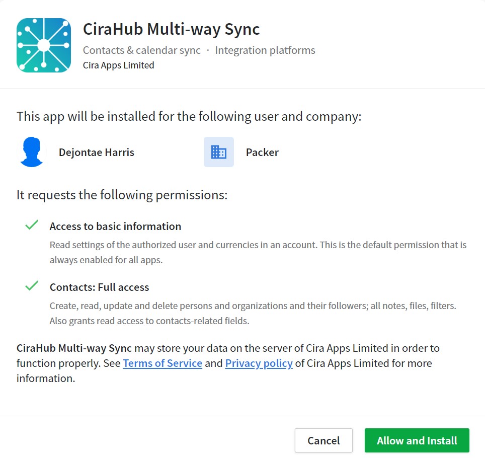 Pipedrive CiraHub Connector