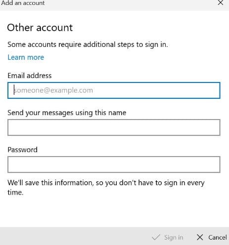 sign in with your email address and password