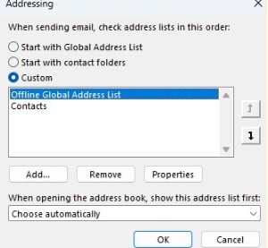 Select the Order Outlook Will Use to Check Your Global Address List