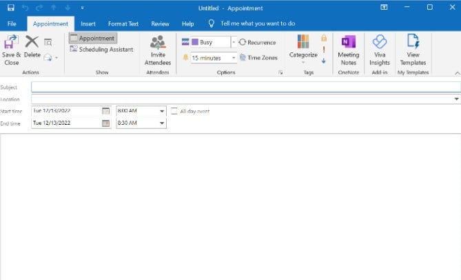 Click New Appointment to set up a new appointment in Microsoft Outlook Calendar
