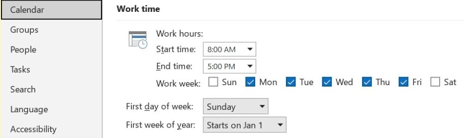 Outlook Calendar Tips and Tricks. Adjust your Work hours