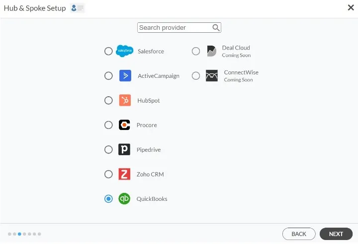 Select QuickBooks as Contact Spoke