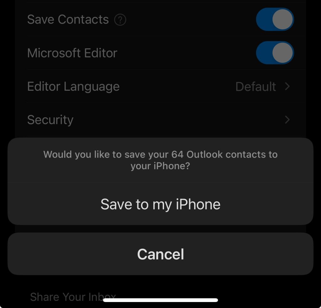 Save your Outlook Contacts to your iPhone