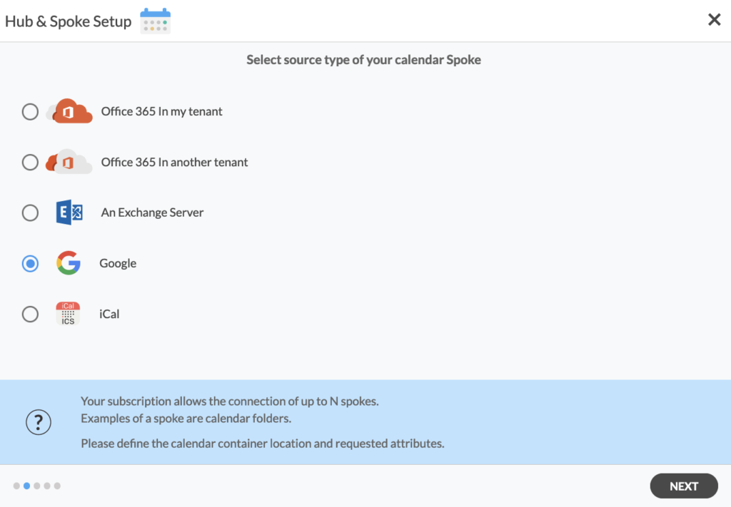 Select Google as your calendar source