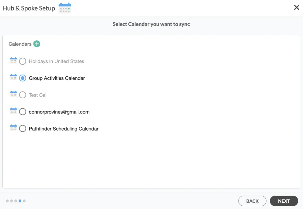 Select the calendar you want to sync