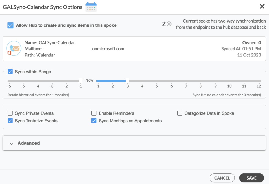 Modify sync options