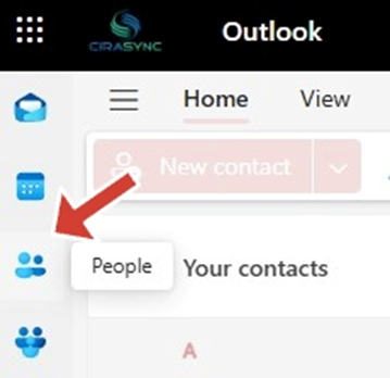 Click on the People or Contacts icon in New Outlook