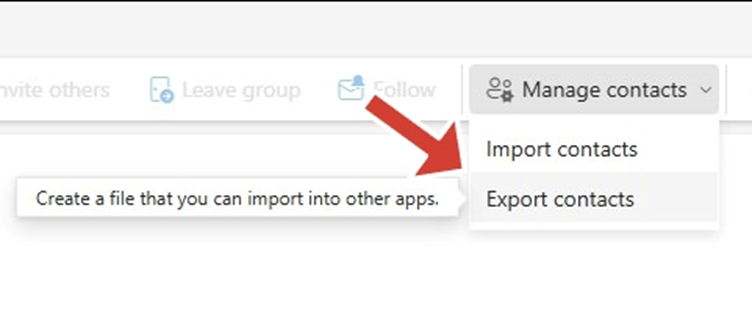 Select Manage and Export Contacts