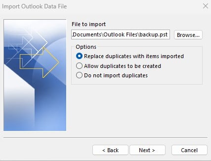 browse files to import