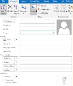 manage your contacts in Outlook