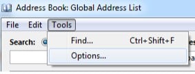 En Outlook, haga clic en Herramientas y luego en Opciones
