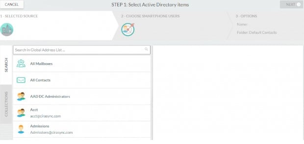 Select your desired sources from the Directory and click Next