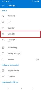 click on contacts in outlook