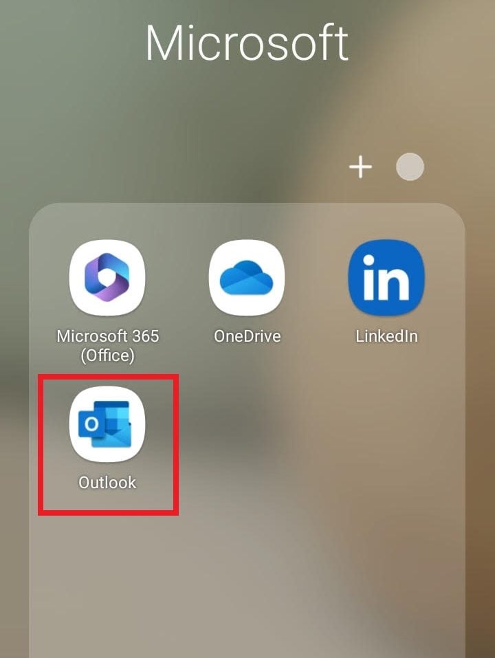 click on outlook app on android