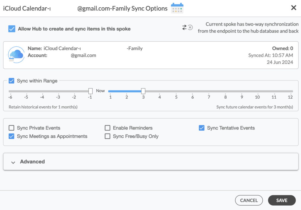 Enable Sync Options