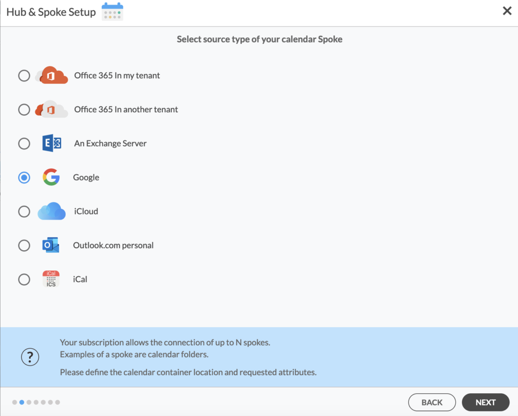 Select Google as your calendar source