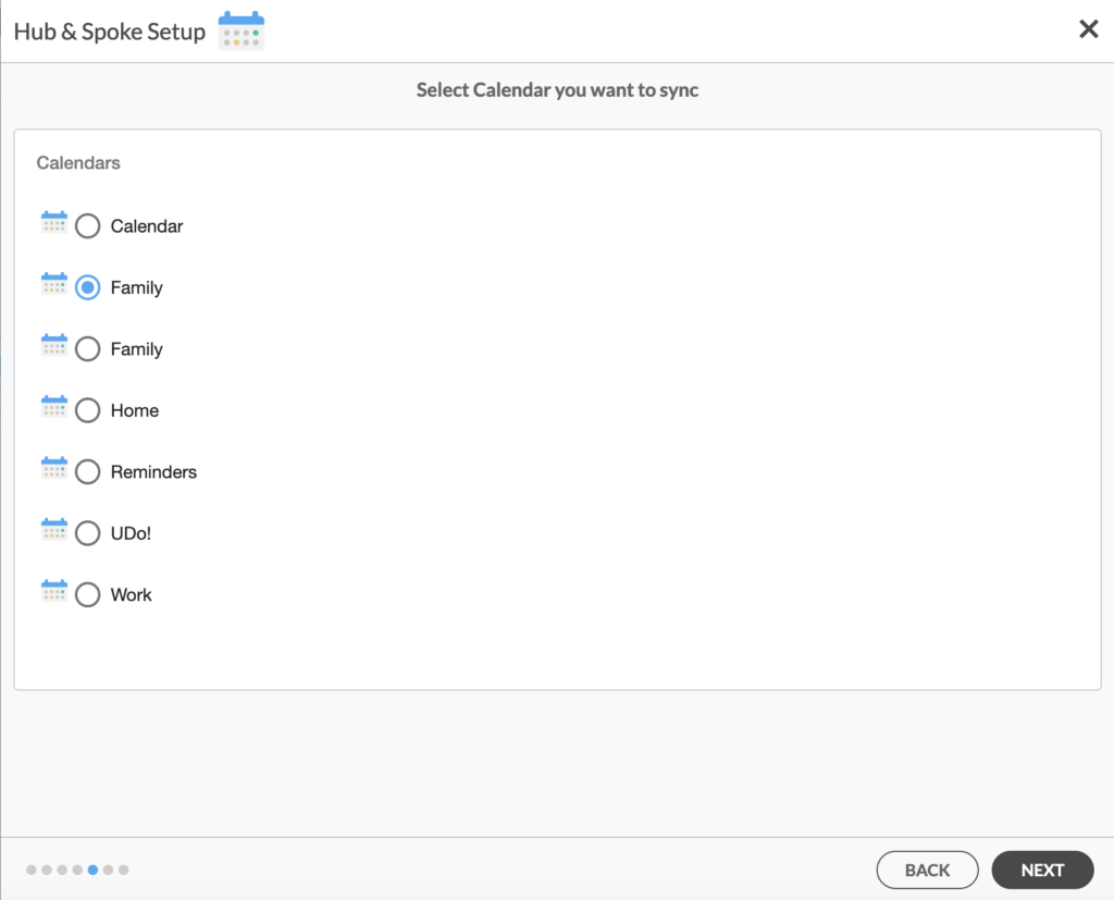 Select the calendar you want to sync