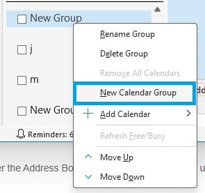select new calendar group