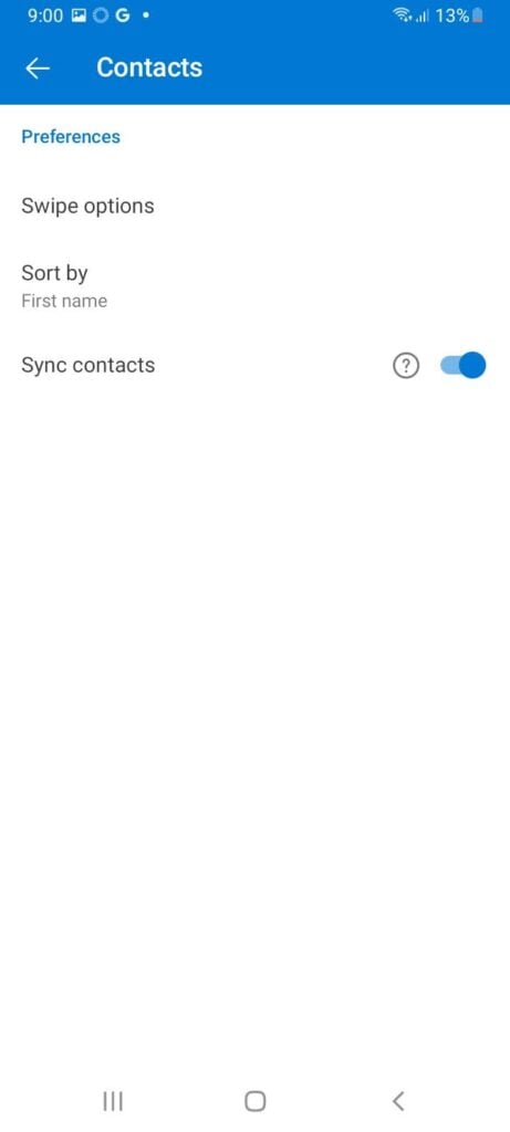 Tap Sync Contacts 