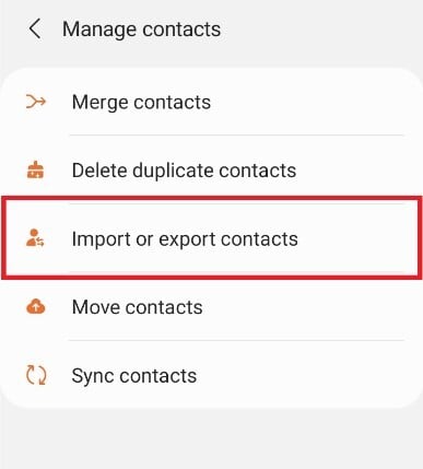 Choose 'Import or export contacts