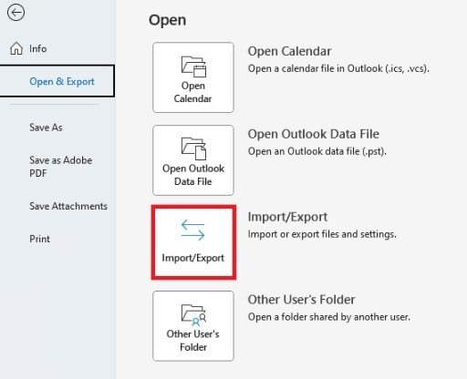 Open Outlook and go to File Options Advanced Export