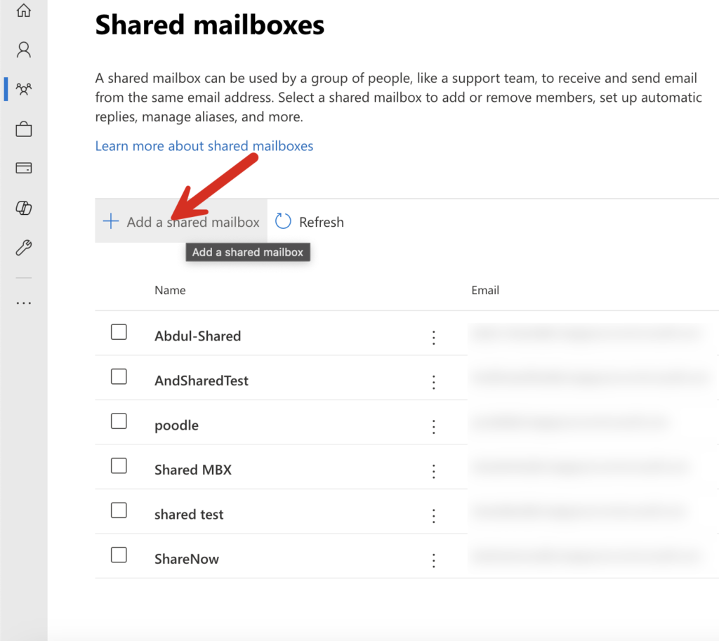 Click Add a Shared Mailbox